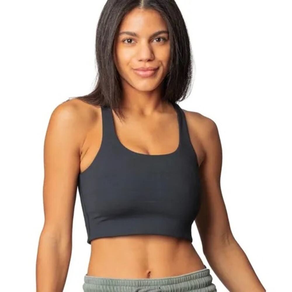 Fundamental Sports Bra Women XS Black Excellent Racerback Longline Workout Top